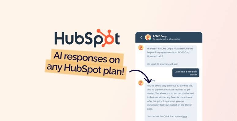 HubSpot Breeze AI Customer Agent chat widget showing three page-specific suggested questions