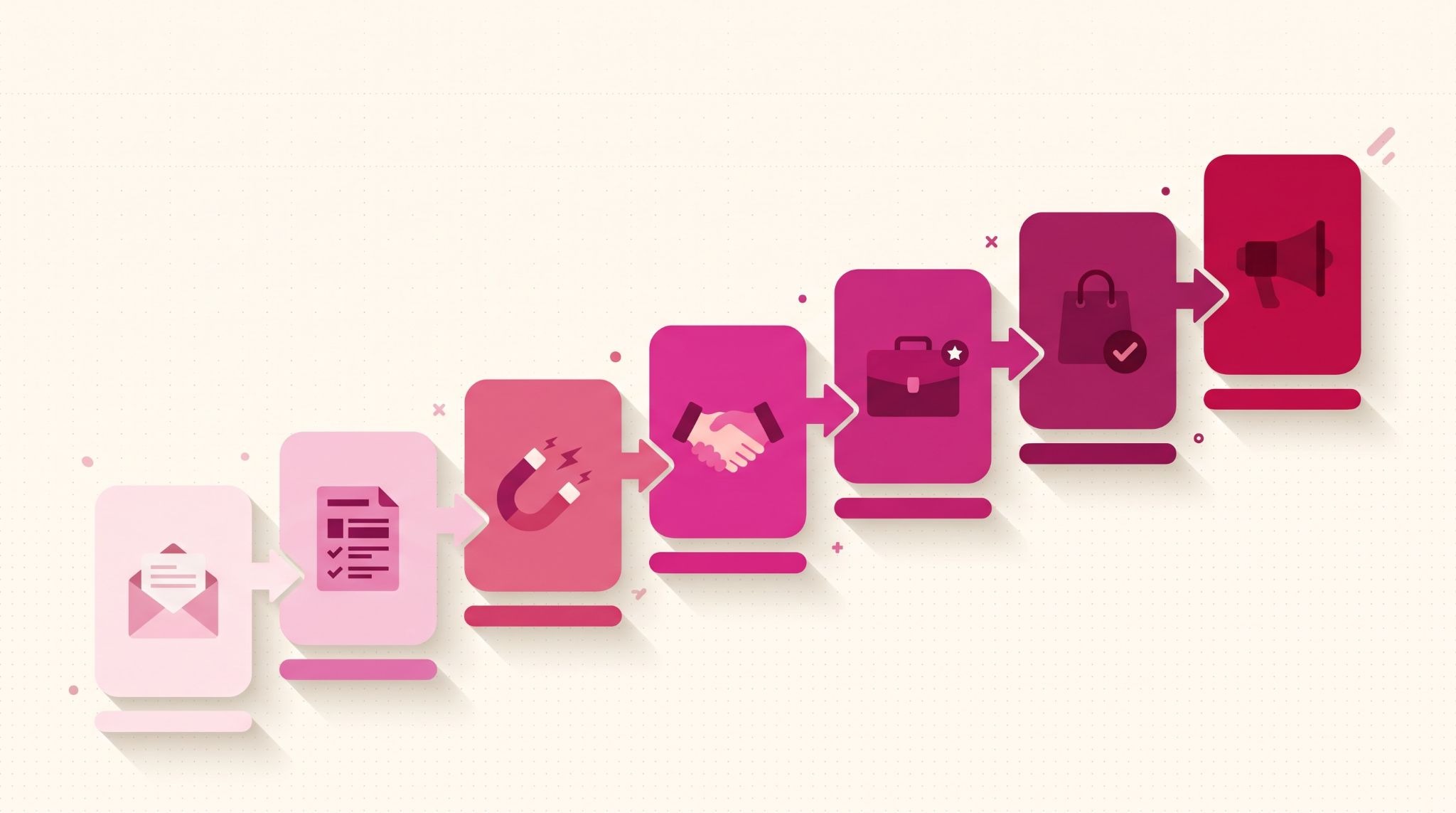 HubSpot customer journey lifecycle stages shown as a connected path from subscriber to evangelist
