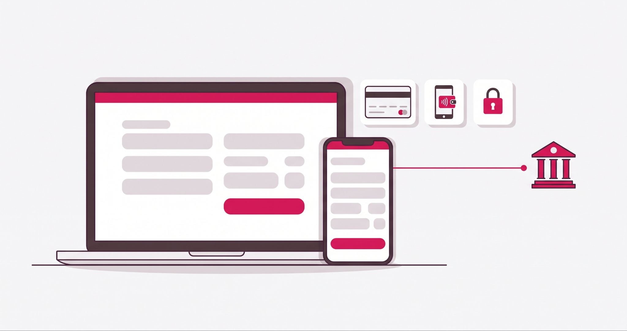 Shopify Payments Australia checkout showing card and digital wallet payment options on a laptop and mobile phone